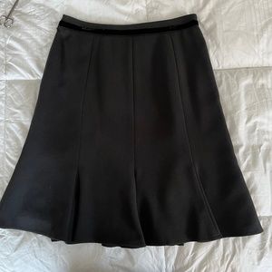 00P Ann Taylor, black, kick pleat skirt with velvet band